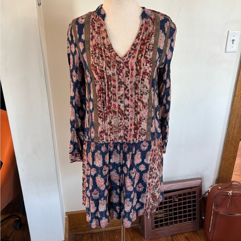 Anthropologie Tiny Paquerette Boho Floral Colorful Shirt Dress Size XXSP - Picture 2 of 5